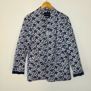 Wildfang Women’s Ultimate Tux Blazer Floral Shirt Jacket Large - Navy and White‎